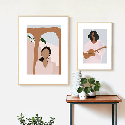 Vivolux | Mori Style Figurenzeichnung Kunstdruck Sanfte Farben Leinwand Wanddekoration für Zimmer, Texturiert