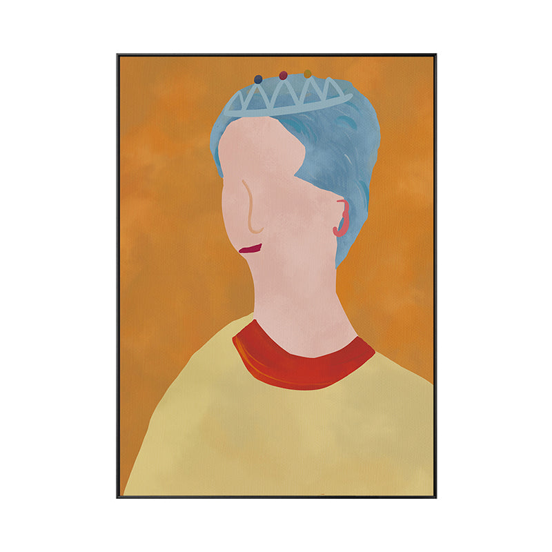 Vivolux | Augenloser Prinz auf gelbem Leinwanddruck Texturiertes Pop-Art Haus Innen Wanddekoration
