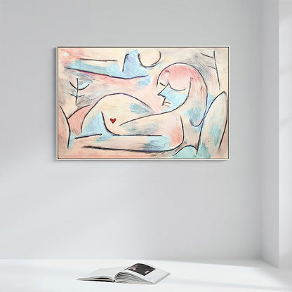 Vivolux | Picasso-Stil Figurenzeichnung Leinwand Funky Texturierte Wandkunst Druck in Nude für Foyer