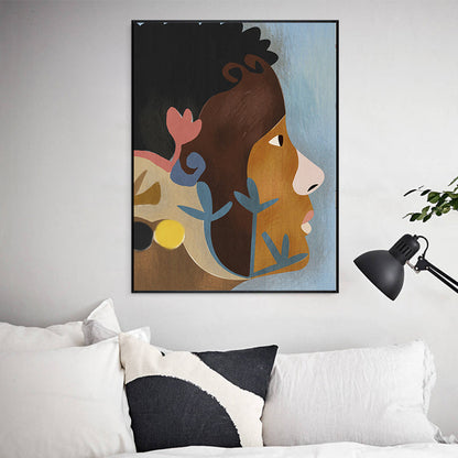 Vivolux | Tribal Man Wandkunst Wohnzimmer Figur Leinwanddruck in Pastellfarbe für die Wohnkultur