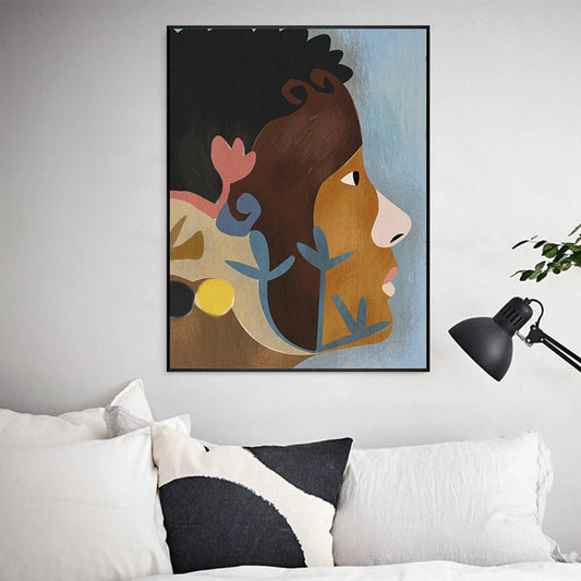 Vivolux | Tribal Man Wandkunst Wohnzimmer Figur Leinwanddruck in Pastellfarbe für die Wohnkultur
