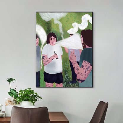 Vivolux | Illustration Bad Boys Wandkunst Weiß Leinwanddruck Wanddekoration für Schlafzimmer, Texturiert