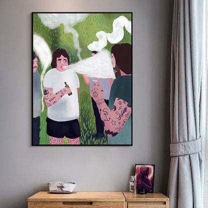 Vivolux | Illustration Bad Boys Wandkunst Weiß Leinwanddruck Wanddekoration für Schlafzimmer, Texturiert