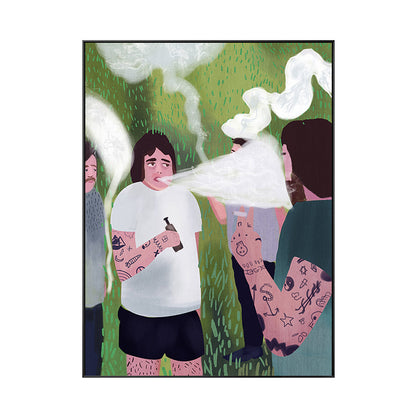 Vivolux | Illustration Bad Boys Wandkunst Weiß Leinwanddruck Wanddekoration für Schlafzimmer, Texturiert