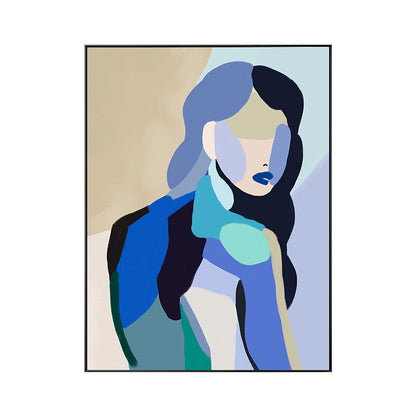 Vivolux | Colorblock abstrakte Figuren-Leinwand Wandkunst zeitgenössische strukturierte Wanddekoration in Blau