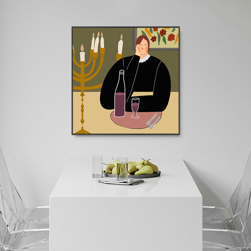 Vivolux | Leinwand Texturierten Kunst Druck Funky Illustrierten Allein Trinken Wand Dekoration für Mädchen Schlafzimmer