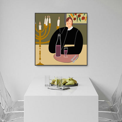 Vivolux | Leinwand Texturierten Kunst Druck Funky Illustrierten Allein Trinken Wand Dekoration für Mädchen Schlafzimmer