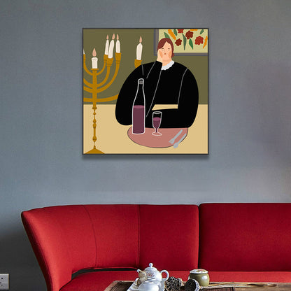 Vivolux | Leinwand Texturierten Kunst Druck Funky Illustrierten Allein Trinken Wand Dekoration für Mädchen Schlafzimmer