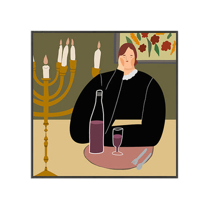 Vivolux | Leinwand Texturierten Kunst Druck Funky Illustrierten Allein Trinken Wand Dekoration für Mädchen Schlafzimmer