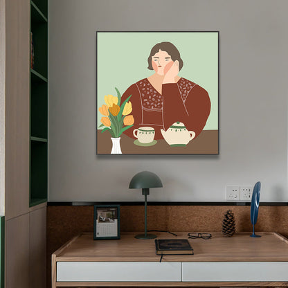 Vivolux | Leinwand Texturierten Kunst Druck Funky Illustrierten Allein Trinken Wand Dekoration für Mädchen Schlafzimmer