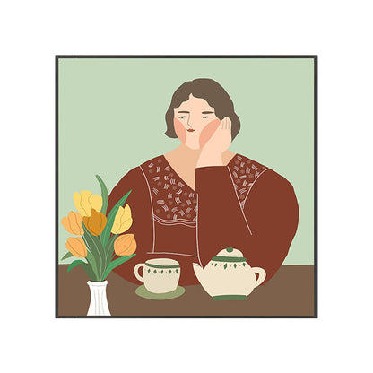 Vivolux | Leinwand Texturierten Kunst Druck Funky Illustrierten Allein Trinken Wand Dekoration für Mädchen Schlafzimmer