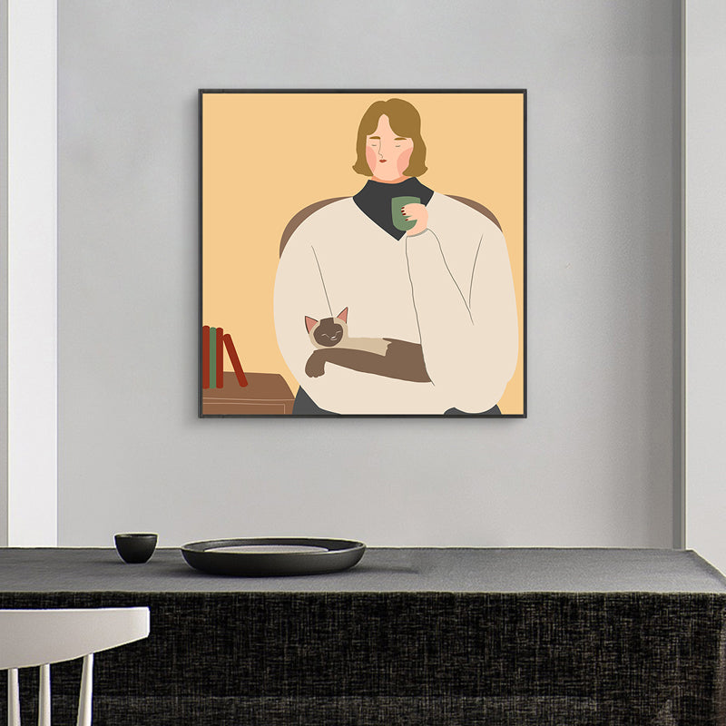 Vivolux | Leinwand Texturierten Kunst Druck Funky Illustrierten Allein Trinken Wand Dekoration für Mädchen Schlafzimmer