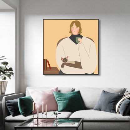 Vivolux | Leinwand Texturierten Kunst Druck Funky Illustrierten Allein Trinken Wand Dekoration für Mädchen Schlafzimmer