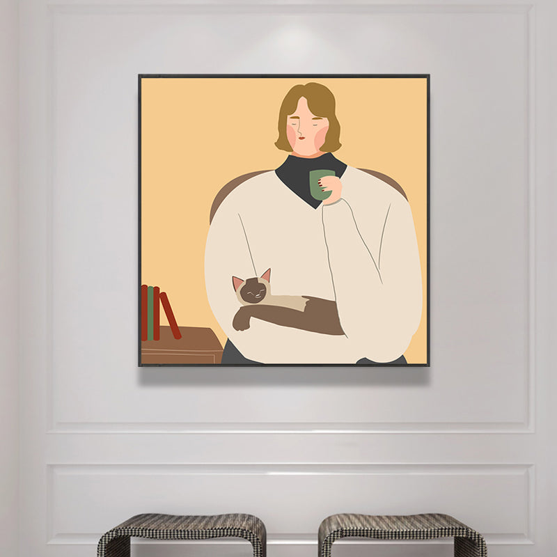 Vivolux | Leinwand Texturierten Kunst Druck Funky Illustrierten Allein Trinken Wand Dekoration für Mädchen Schlafzimmer