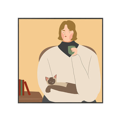 Vivolux | Leinwand Texturierten Kunst Druck Funky Illustrierten Allein Trinken Wand Dekoration für Mädchen Schlafzimmer