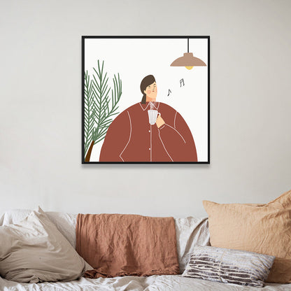 Vivolux | Pastell Illustration Mädchen Wandkunst Figur Nordic Stil Texturiert Leinwanddruck für Schlafzimmer
