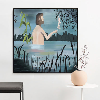 Vivolux | Blaue Mittsommernacht-Leinwandkunst Strukturierte skandinavische Esszimmer Wanddekoration, mehrere Größen