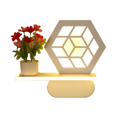 Vivolux | Moderne weiße Wandlampe mit Regal Acryl Wandleuchte für Büro Lernzimmer