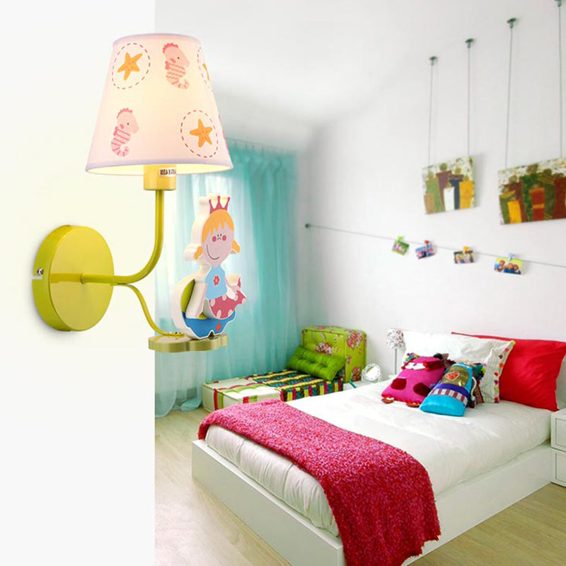 Vivolux | Houten Prinses Wandlamp met Zeepaardje Meisjes Slaapkamer 1 Hoofd Cartoons Wandlamp