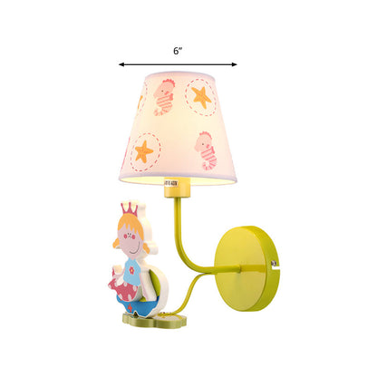 Vivolux | Houten Prinses Wandlamp met Zeepaardje Meisjes Slaapkamer 1 Hoofd Cartoons Wandlamp