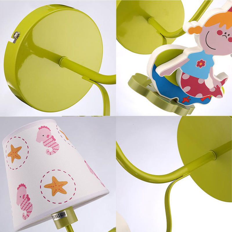 Vivolux | Houten Prinses Wandlamp met Zeepaardje Meisjes Slaapkamer 1 Hoofd Cartoons Wandlamp