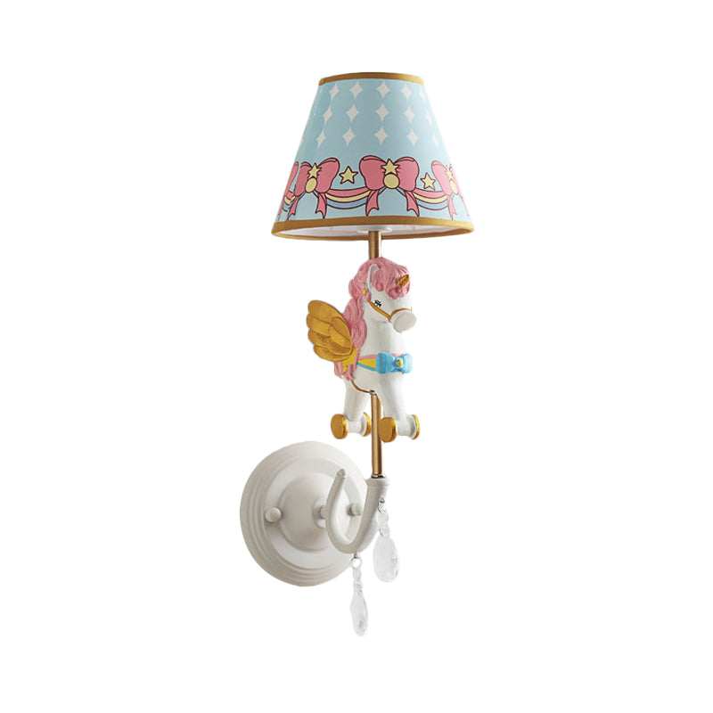 Vivolux | Cartoon Cone Wandlampe Fixture mit Einhorn Dekoration 1 Kopf Harz Wandleuchte in Gelb und Blau/Gelb und Pink/Gelb und Rot/Gelb und Weiß für Mädchen Schlafzimmer