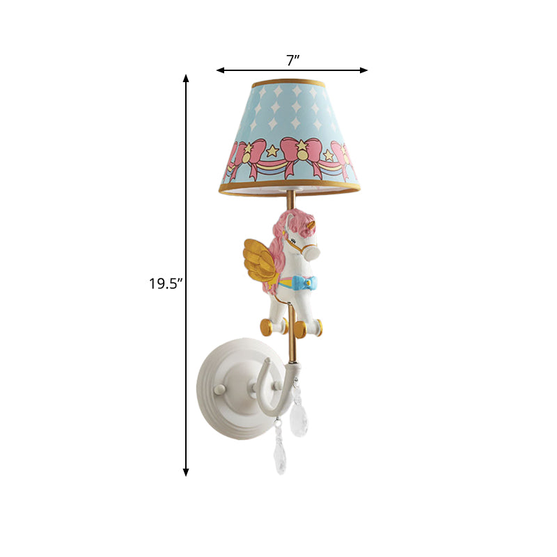 Vivolux | Cartoon Cone Wandlampe Fixture mit Einhorn Dekoration 1 Kopf Harz Wandleuchte in Gelb und Blau/Gelb und Pink/Gelb und Rot/Gelb und Weiß für Mädchen Schlafzimmer