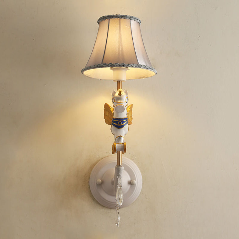 Vivolux | Cartoon Cone Wandlampe Fixture mit Einhorn Dekoration 1 Kopf Harz Wandleuchte in Gelb und Blau/Gelb und Pink/Gelb und Rot/Gelb und Weiß für Mädchen Schlafzimmer