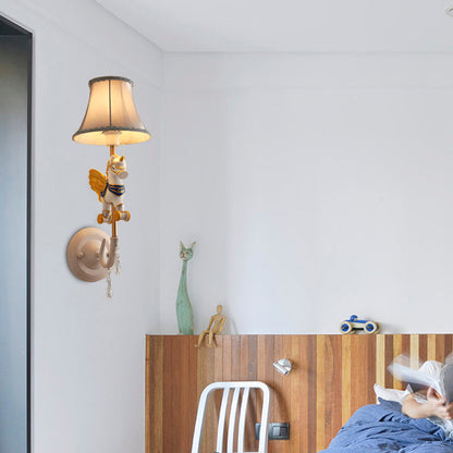 Vivolux | Cartoon Cone Wandlampe Fixture mit Einhorn Dekoration 1 Kopf Harz Wandleuchte in Gelb und Blau/Gelb und Pink/Gelb und Rot/Gelb und Weiß für Mädchen Schlafzimmer