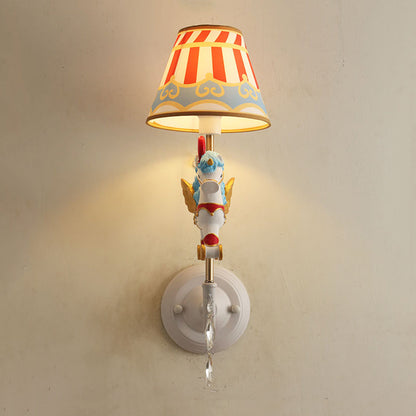 Vivolux | Cartoon Cone Wandlampe Fixture mit Einhorn Dekoration 1 Kopf Harz Wandleuchte in Gelb und Blau/Gelb und Pink/Gelb und Rot/Gelb und Weiß für Mädchen Schlafzimmer