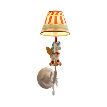 Vivolux | Cartoon Cone Wandlampe Fixture mit Einhorn Dekoration 1 Kopf Harz Wandleuchte in Gelb und Blau/Gelb und Pink/Gelb und Rot/Gelb und Weiß für Mädchen Schlafzimmer