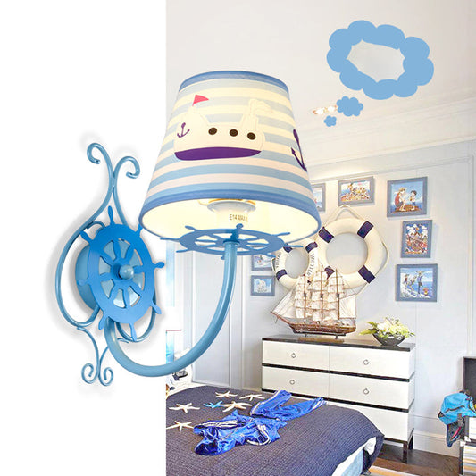 Vivolux | Ocean Style Schiff Wandlampe mit Ruder 1 Glühbirne Blau Wandleuchte für Kinderzimmer