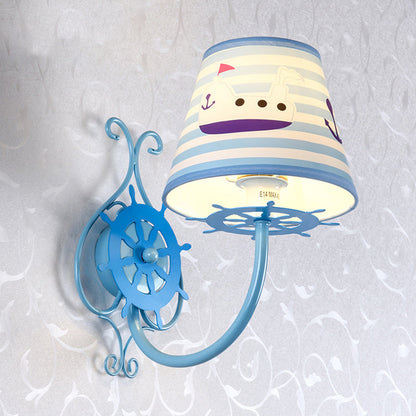 Vivolux | Ocean Style Schiff Wandlampe mit Ruder 1 Glühbirne Blau Wandleuchte für Kinderzimmer