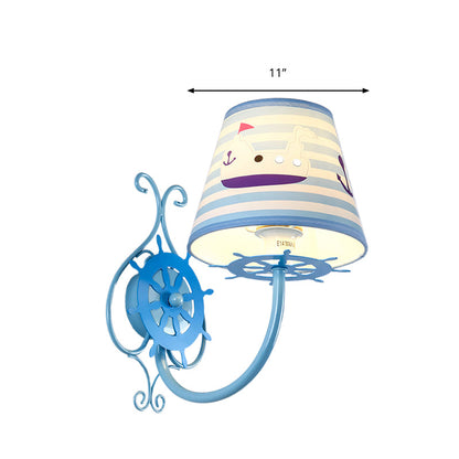 Vivolux | Ocean Style Schiff Wandlampe mit Ruder 1 Glühbirne Blau Wandleuchte für Kinderzimmer