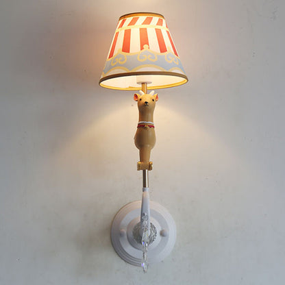 Vivolux | Witte/rode en blauwe taps geslepen wandlamp met cartoon plastic van eland/paard/unicorn 1-lamps wandlamp voor kinderkamer
