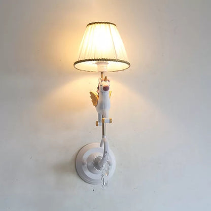 Vivolux | Witte/rode en blauwe taps geslepen wandlamp met cartoon plastic van eland/paard/unicorn 1-lamps wandlamp voor kinderkamer