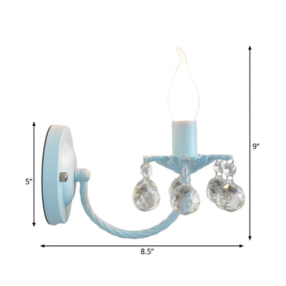 Vivolux | Baby Schlafzimmer Kerzen-Wandlicht mit Kristallball Metall 1 Glühbirne Nordic Stil Wandlicht