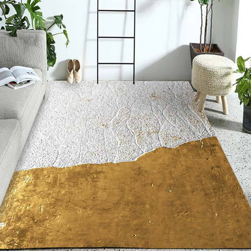 Vivolux | Neuheiten Heimdekoration Teppich in Gold Farbblock Druck Bereich Teppich Polyester Waschbarer Teppich