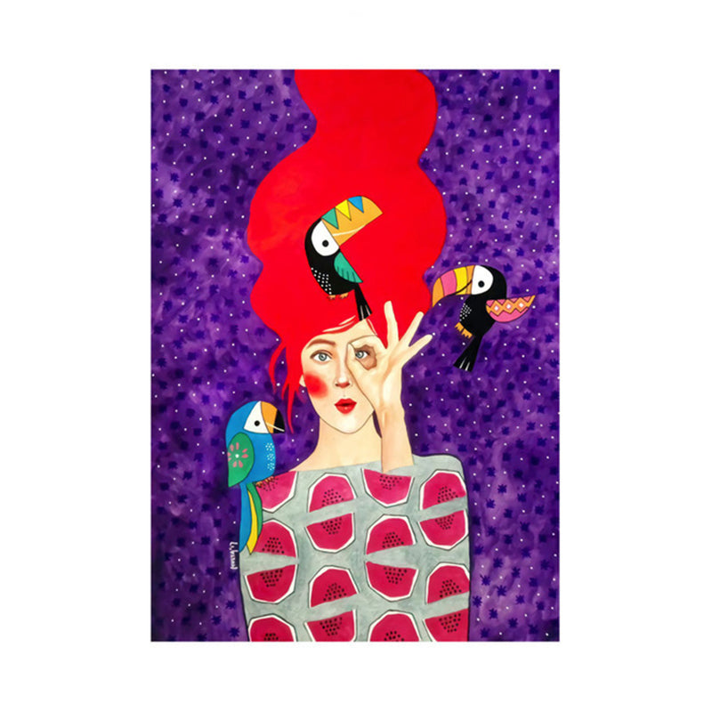 Vivolux | Helle Farbmode Figurenmalerei Illustration Glam Texturiertes Leinwand für Lounge