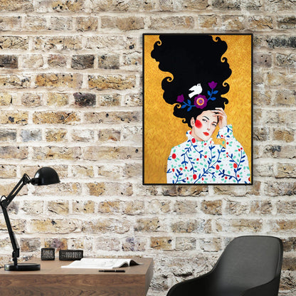 Vivolux | Helle Farbmode Figurenmalerei Illustration Glam Texturiertes Leinwand für Lounge