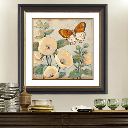 Vivolux | Schmetterling und Blume Leinwanddruck Helle Farbe Traditionelle Wanddekoration für das Mädchenzimmer