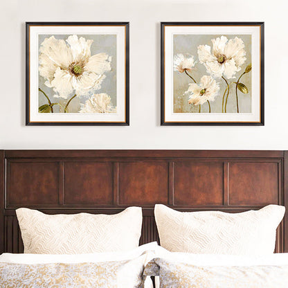 Vivolux | Traditioneller Stil Blumen Leinwand Wandkunst Helle Farbe Texturiertes Gemälde für Schlafzimmer