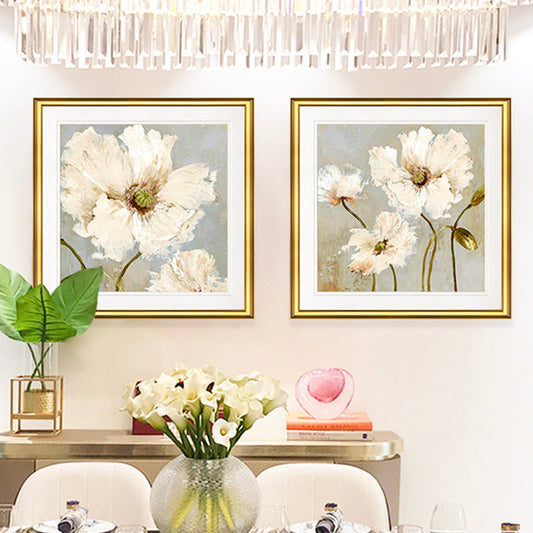 Vivolux | Traditioneller Stil Blumen Leinwand Wandkunst Helle Farbe Texturiertes Gemälde für Schlafzimmer