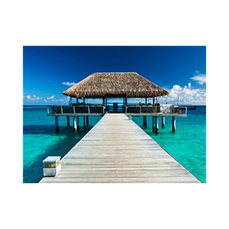 Vivolux | Seaside Bridge Scene Canvas Wandschmuck Modern Texturiert Raum Wanddekoration in Heller Farbe
