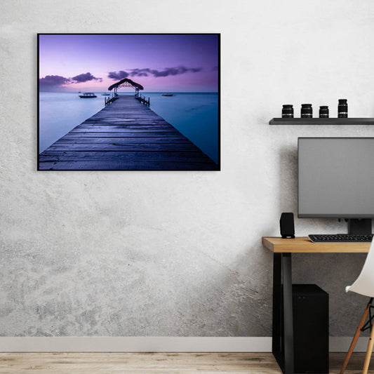 Vivolux | Seaside Bridge Scene Canvas Wandschmuck Modern Texturiert Raum Wanddekoration in Heller Farbe