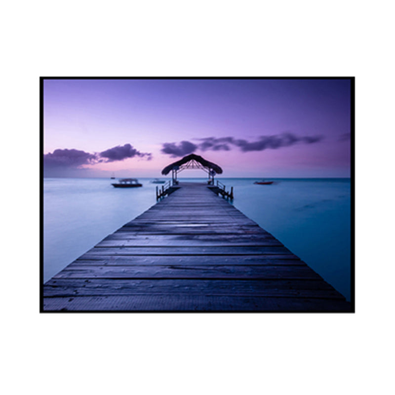Vivolux | Seaside Bridge Scene Canvas Wandschmuck Modern Texturiert Raum Wanddekoration in Heller Farbe