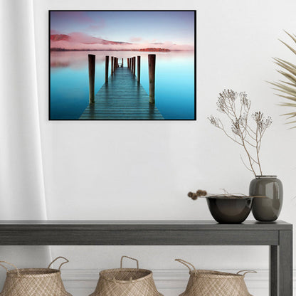 Vivolux | Seaside Bridge Scene Canvas Wandschmuck Modern Texturiert Raum Wanddekoration in Heller Farbe