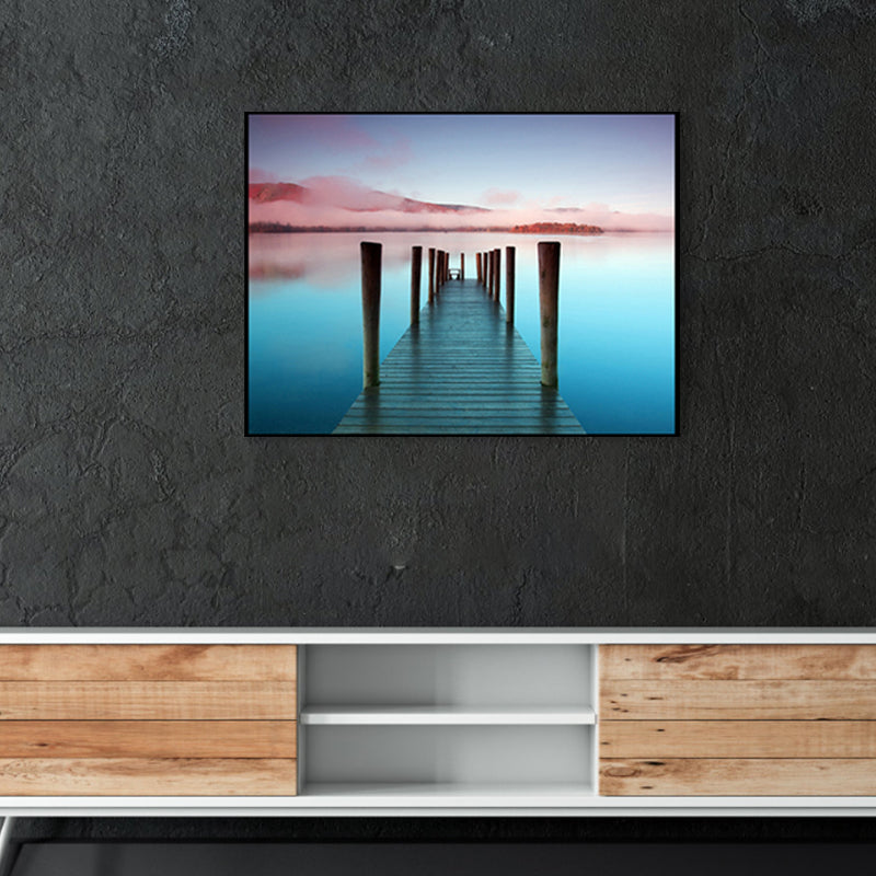 Vivolux | Seaside Bridge Scene Canvas Wandschmuck Modern Texturiert Raum Wanddekoration in Heller Farbe