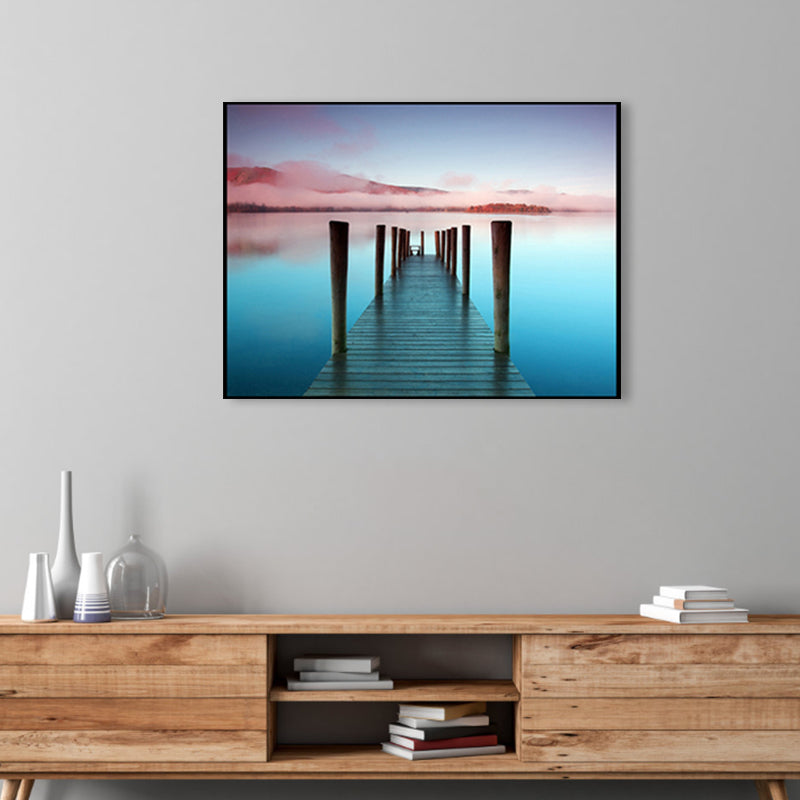 Vivolux | Seaside Bridge Scene Canvas Wandschmuck Modern Texturiert Raum Wanddekoration in Heller Farbe