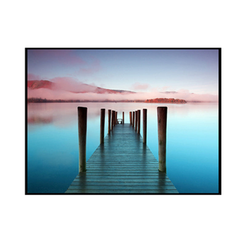 Vivolux | Seaside Bridge Scene Canvas Wandschmuck Modern Texturiert Raum Wanddekoration in Heller Farbe